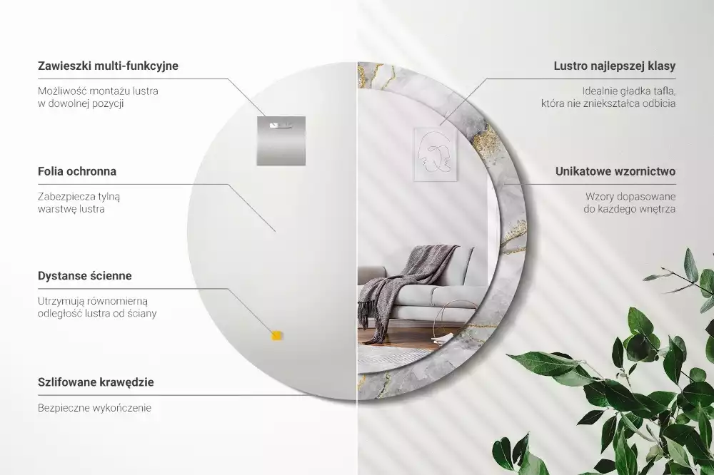 Ronde spiegel met decoratie Marmerpatroon