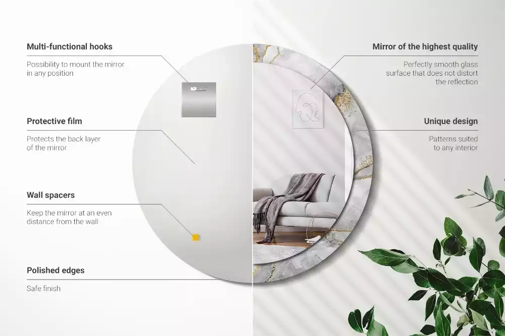 Ronde spiegel met decoratie Marmerpatroon