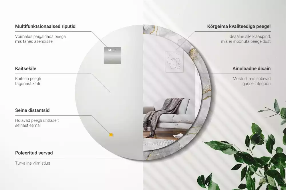 Ronde spiegel met decoratie Marmerpatroon