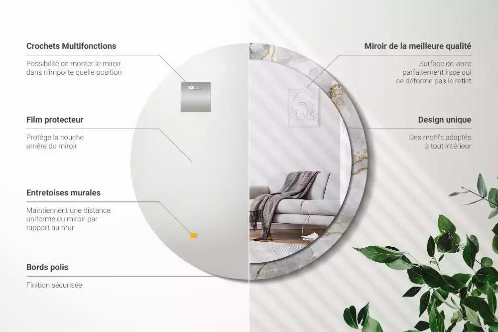 Ronde spiegel met decoratie Marmerpatroon