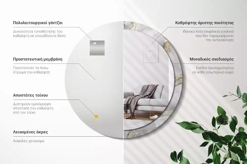 Ronde spiegel met decoratie Marmerpatroon