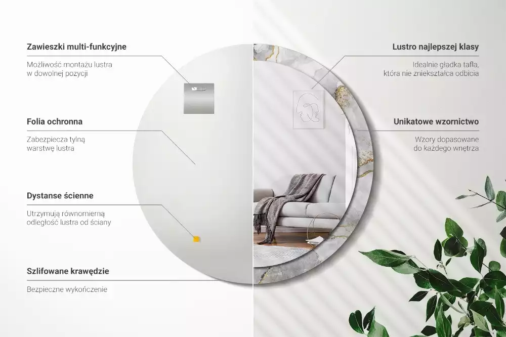 Ronde spiegel met decoratie Marmerpatroon