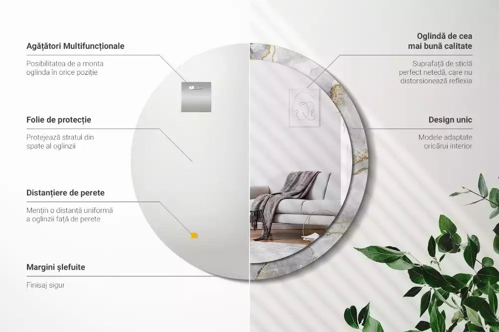 Ronde spiegel met decoratie Marmerpatroon