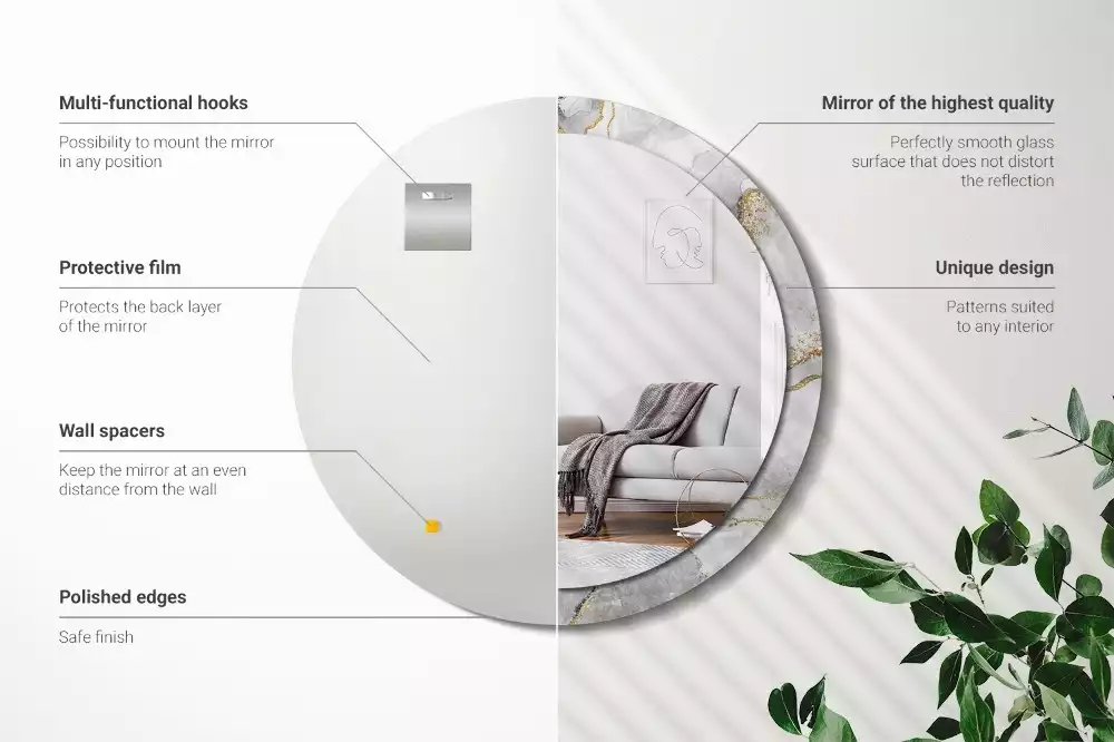 Ronde spiegel met decoratie Marmerpatroon
