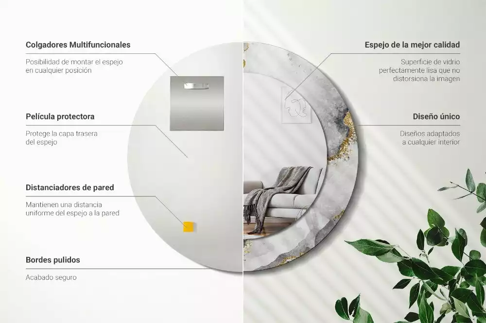 Ronde spiegel met decoratie Marmerpatroon