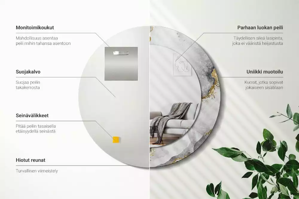 Ronde spiegel met decoratie Marmerpatroon