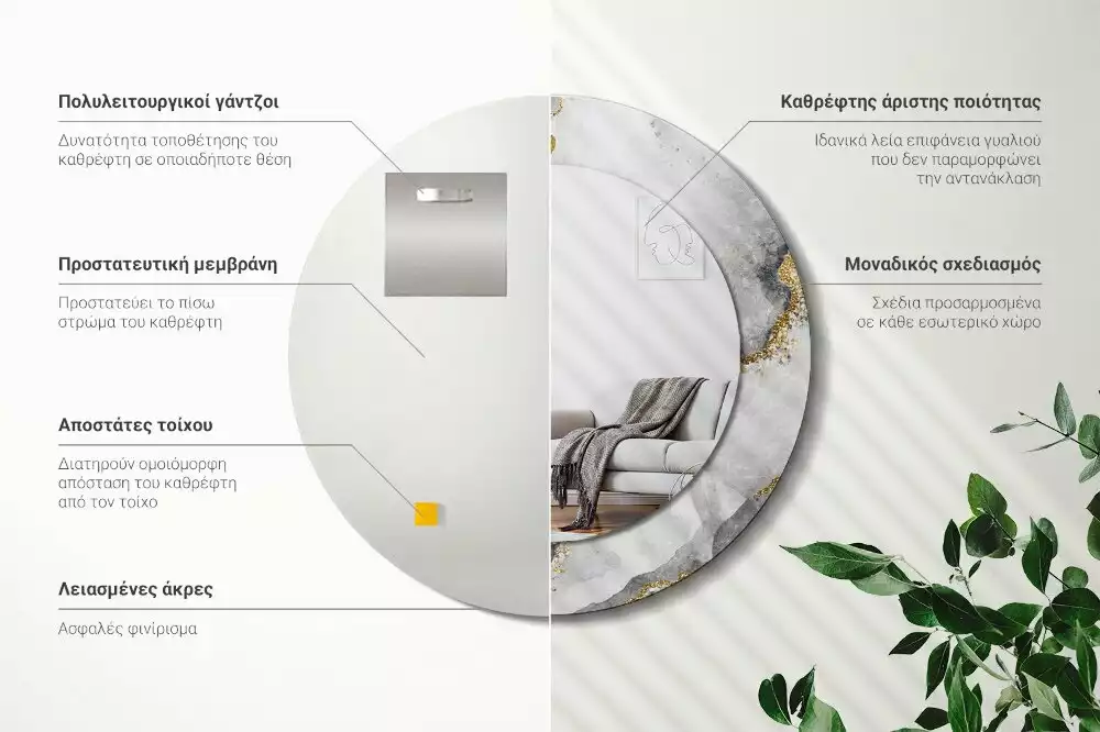 Ronde spiegel met decoratie Marmerpatroon