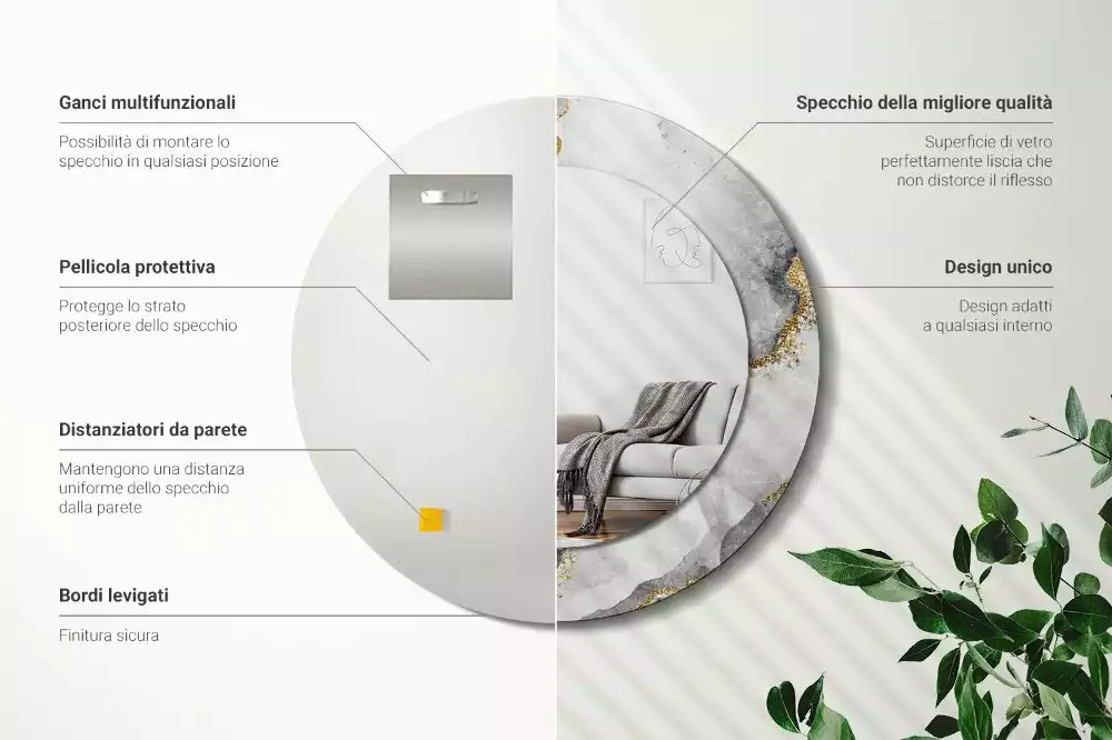 Ronde spiegel met decoratie Marmerpatroon