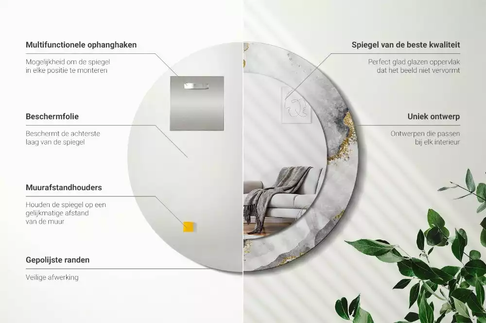 Ronde spiegel met decoratie Marmerpatroon