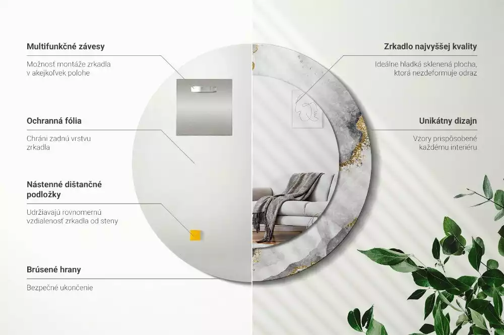 Ronde spiegel met decoratie Marmerpatroon