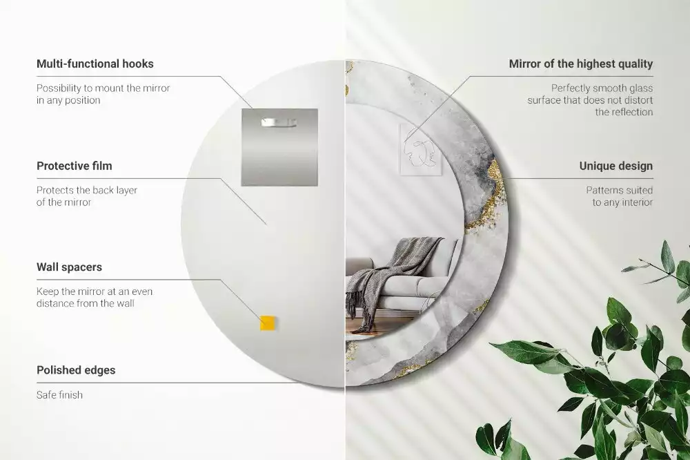 Ronde spiegel met decoratie Marmerpatroon