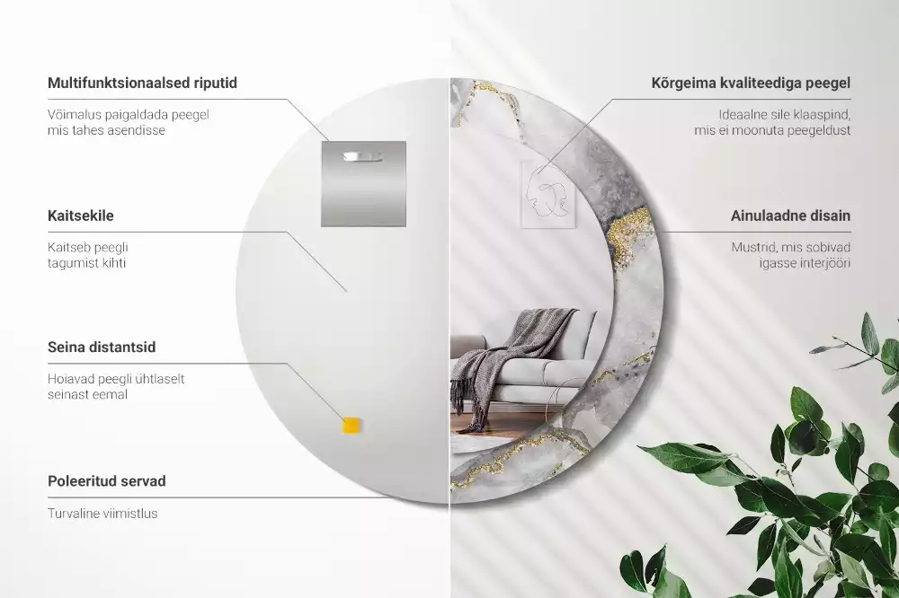 Ronde spiegel met decoratie Marmerpatroon