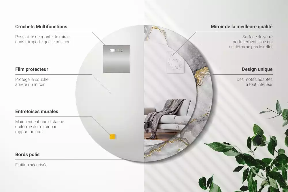 Ronde spiegel met decoratie Marmerpatroon