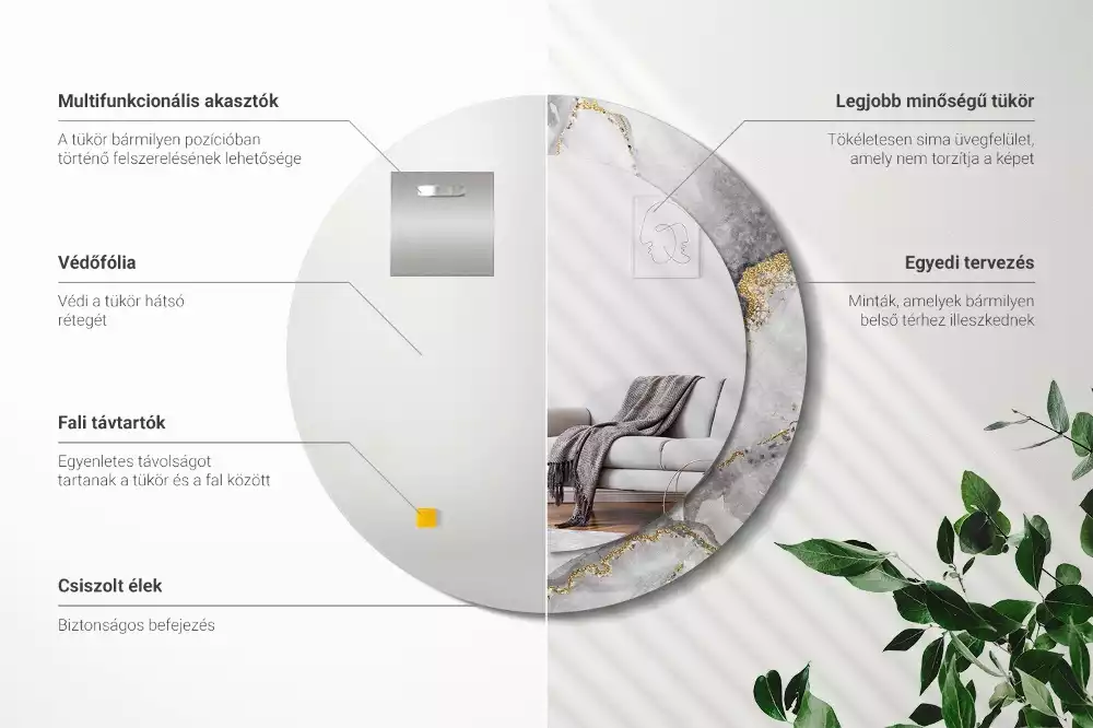 Ronde spiegel met decoratie Marmerpatroon