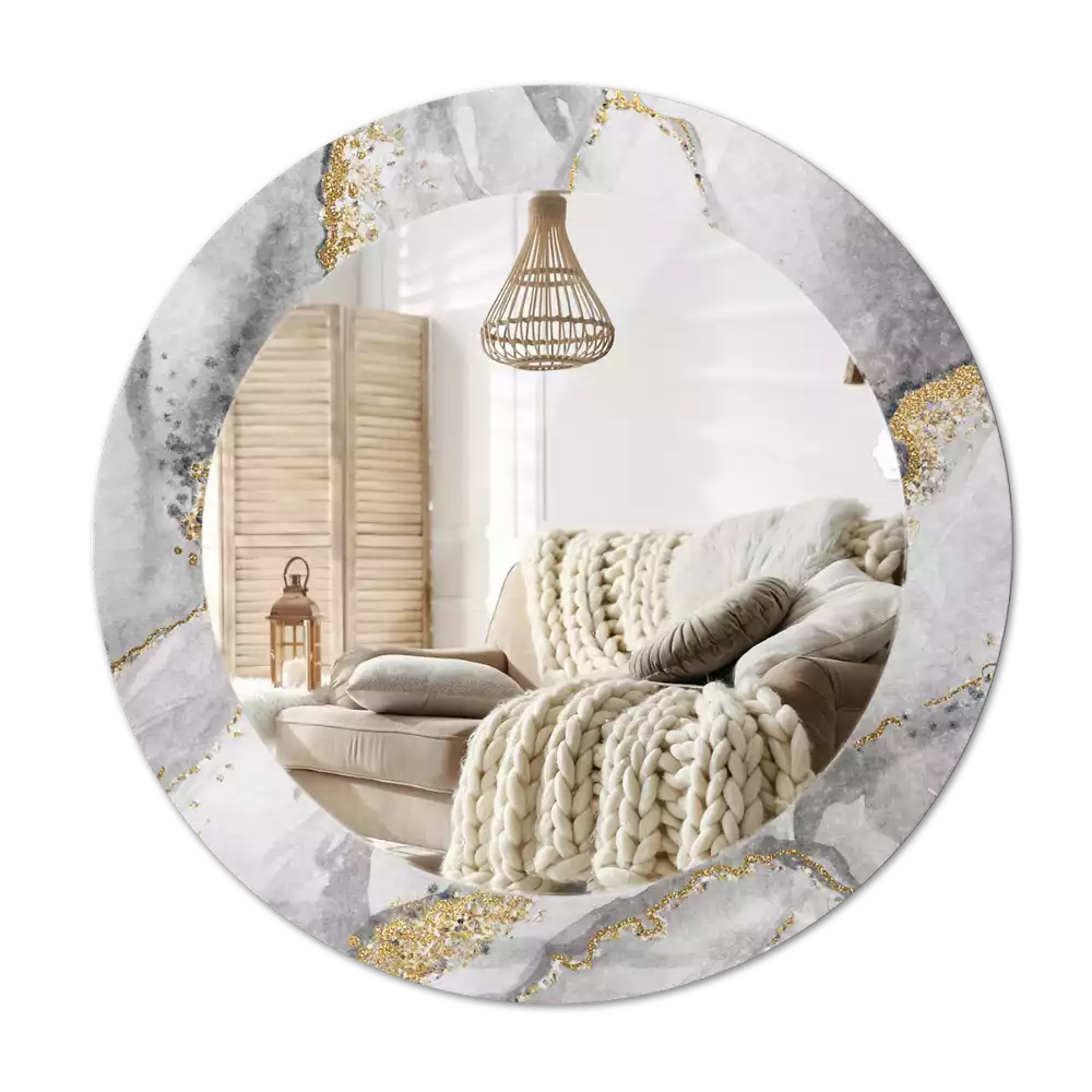Ronde spiegel met decoratie Marmerpatroon
