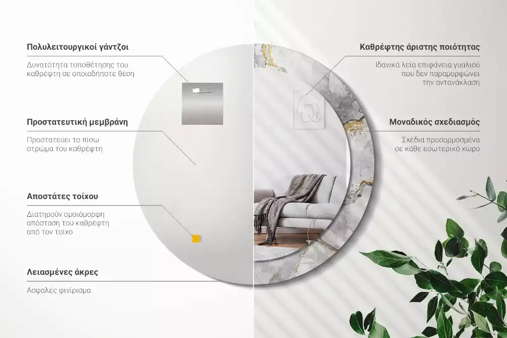 Ronde spiegel met decoratie Marmerpatroon