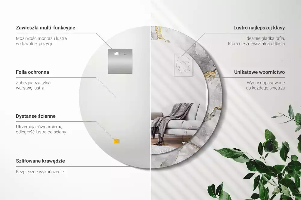 Ronde spiegel met decoratie Marmerpatroon