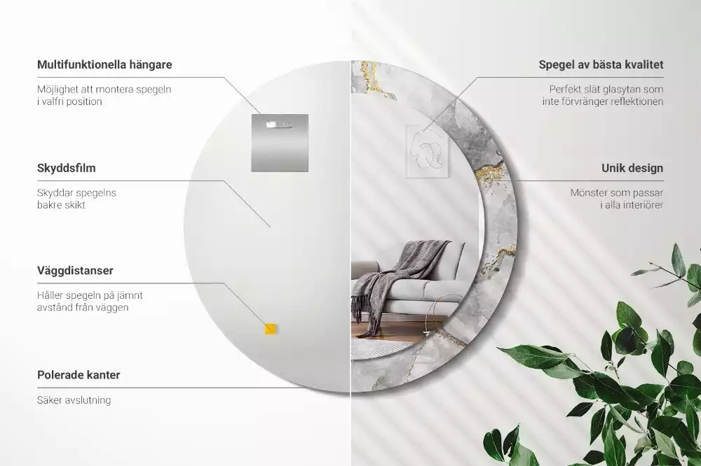 Ronde spiegel met decoratie Marmerpatroon