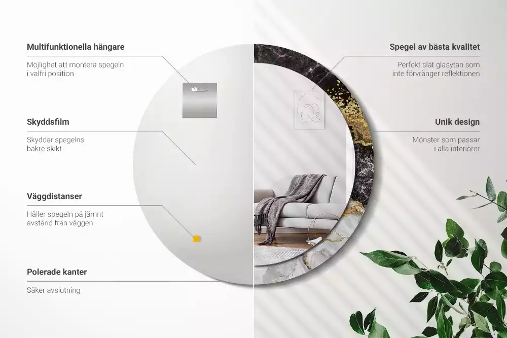 Bedrukte ronde spiegel Marmeren loft