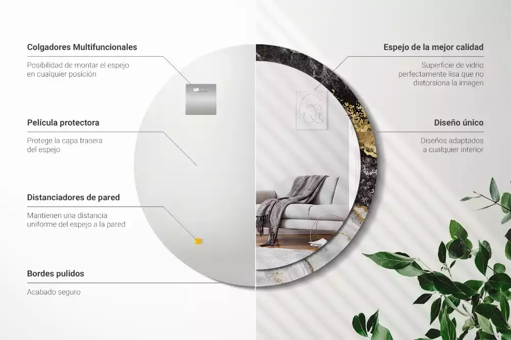 Bedrukte ronde spiegel Marmeren loft