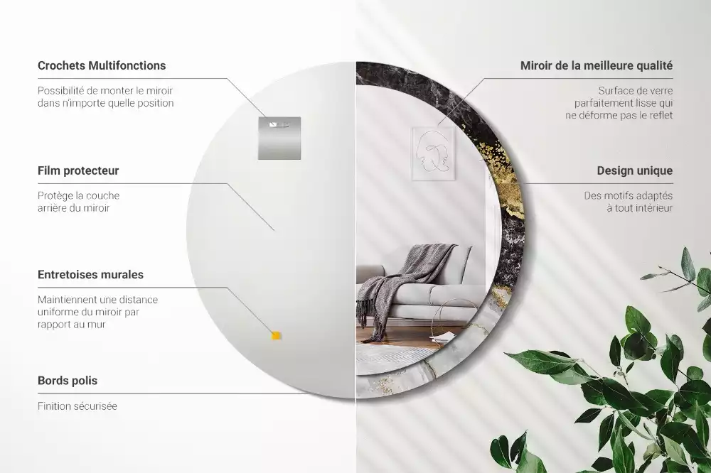 Bedrukte ronde spiegel Marmeren loft