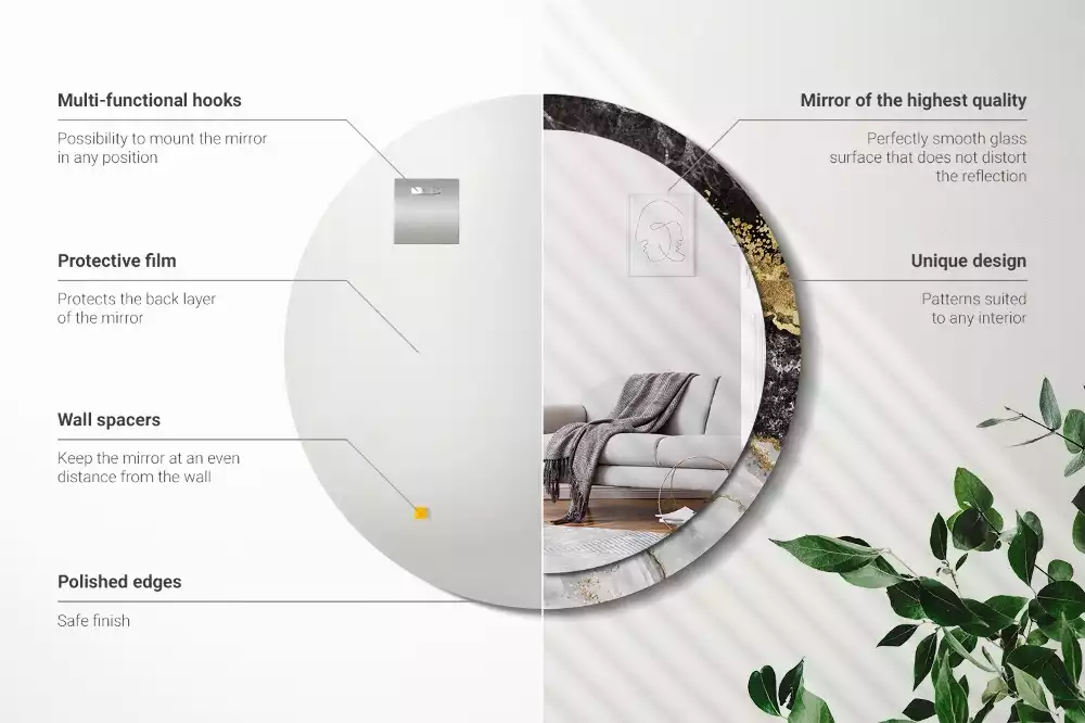 Bedrukte ronde spiegel Marmeren loft