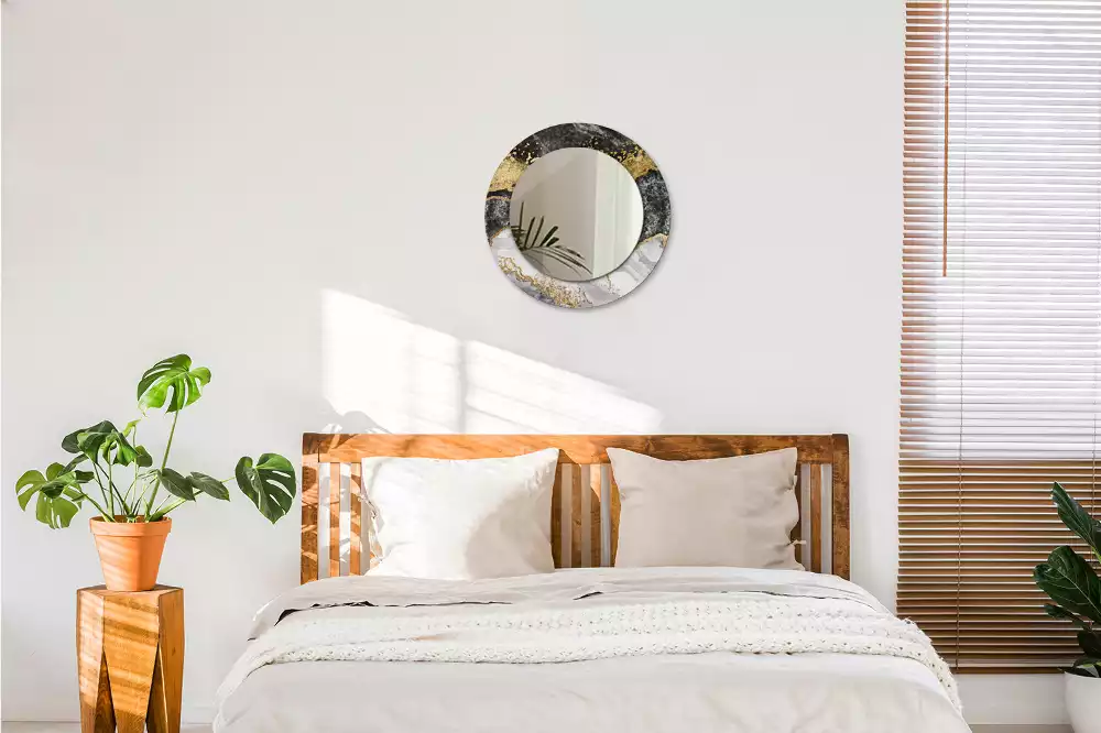 Bedrukte ronde spiegel Marmeren loft