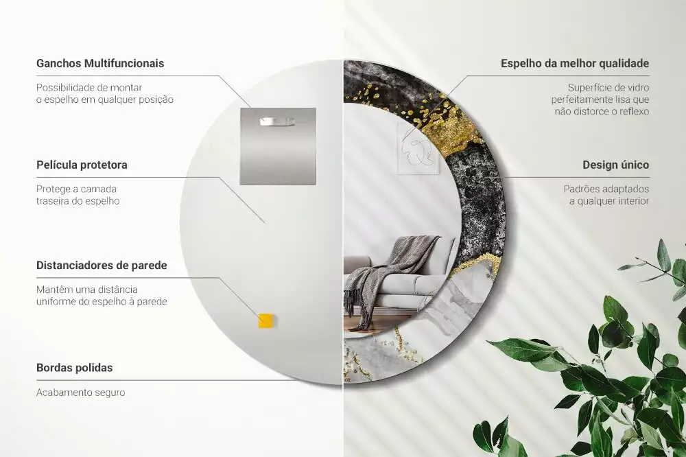 Bedrukte ronde spiegel Marmeren loft