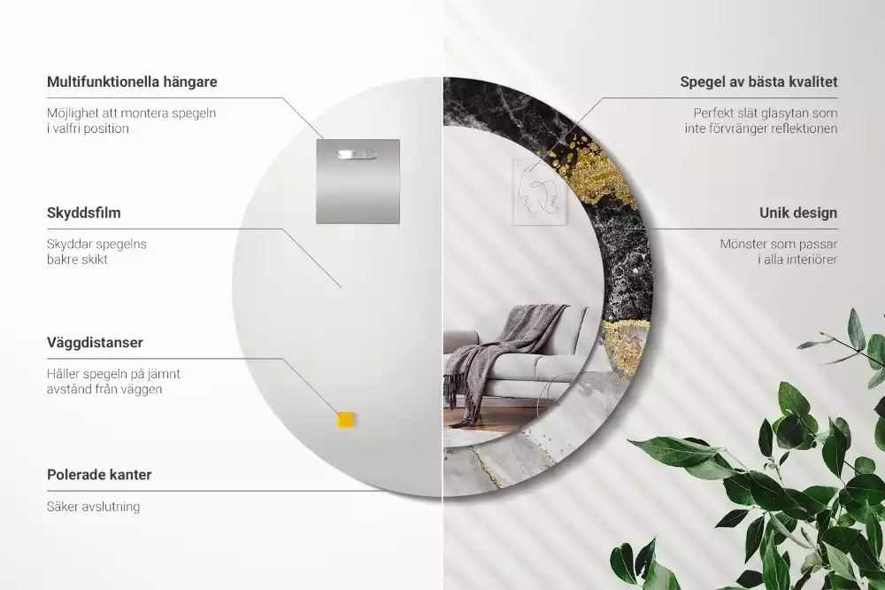 Bedrukte ronde spiegel Marmeren loft