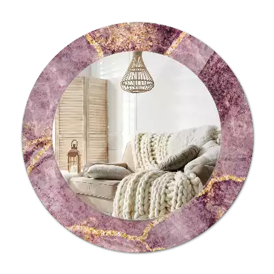 Ronde spiegel met bedrukte lijst Imitatiemarmer