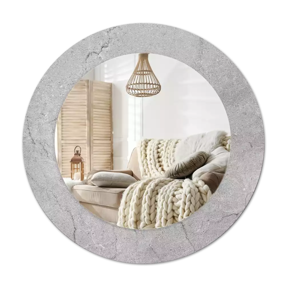 Ronde spiegel met decoratie Grijs cement