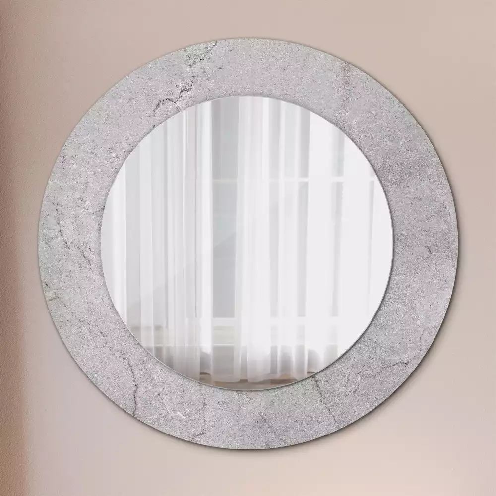 Ronde spiegel met decoratie Grijs cement