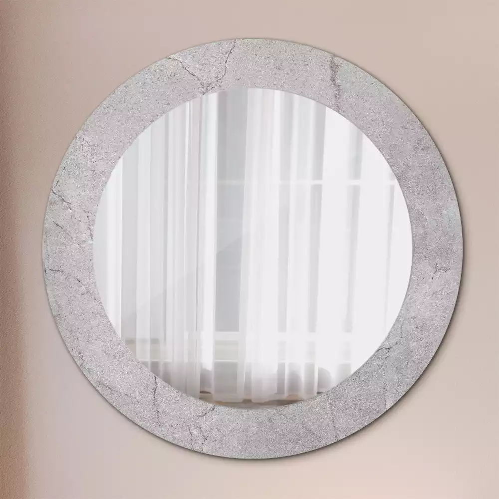 Ronde spiegel met decoratie Grijs cement
