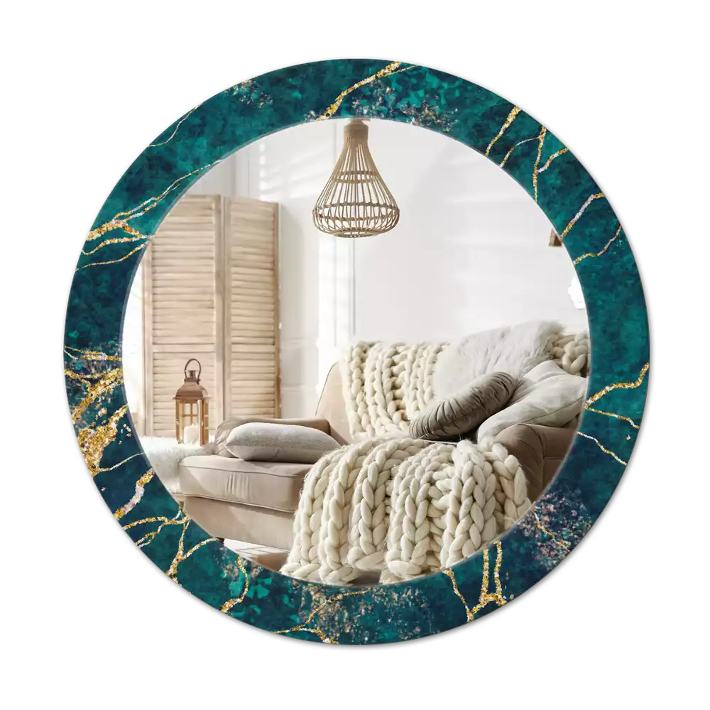 Bedrukte ronde spiegel Groen marmer
