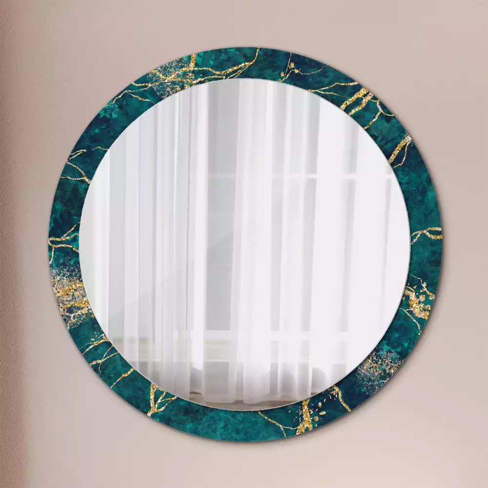 Bedrukte ronde spiegel Groen marmer