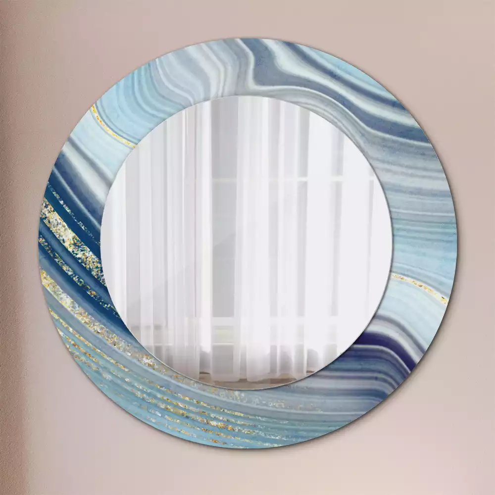 Ronde spiegel met decoratie Blauwe marmer
