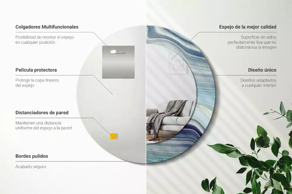 Ronde spiegel met decoratie Blauwe marmer
