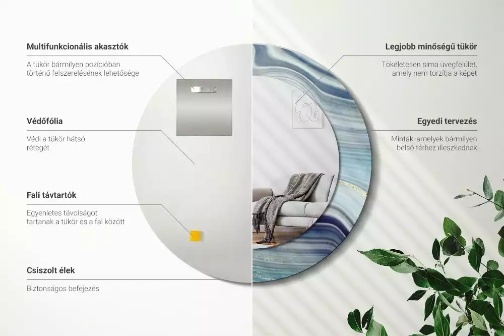 Ronde spiegel met decoratie Blauwe marmer
