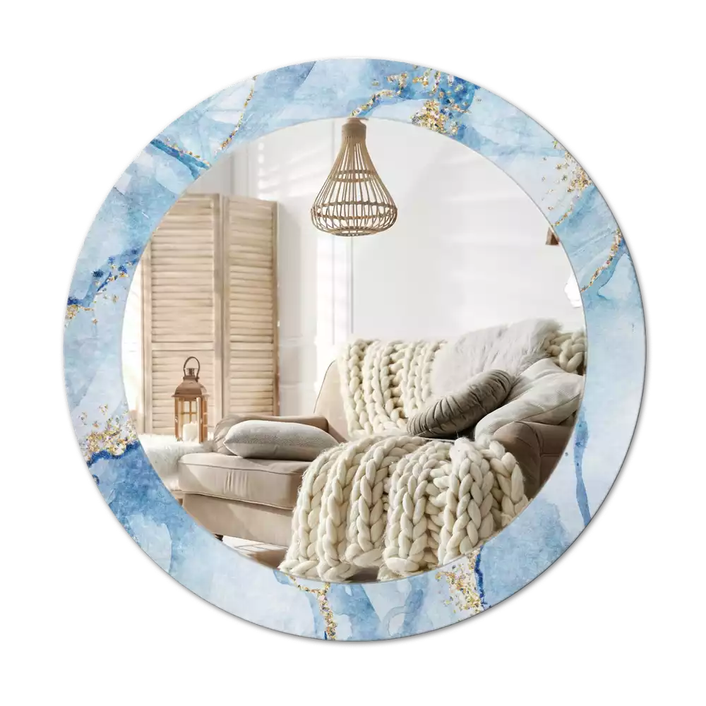 Bedrukte ronde spiegel Blauwe marmer