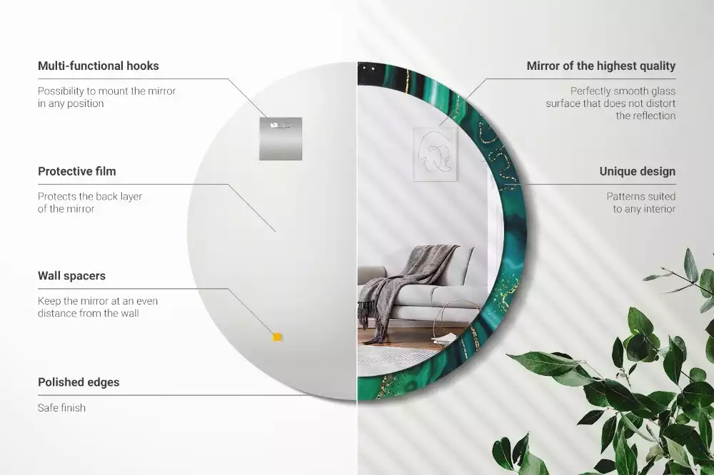 Ronde spiegel met decoratie Smaragdgroen marmer