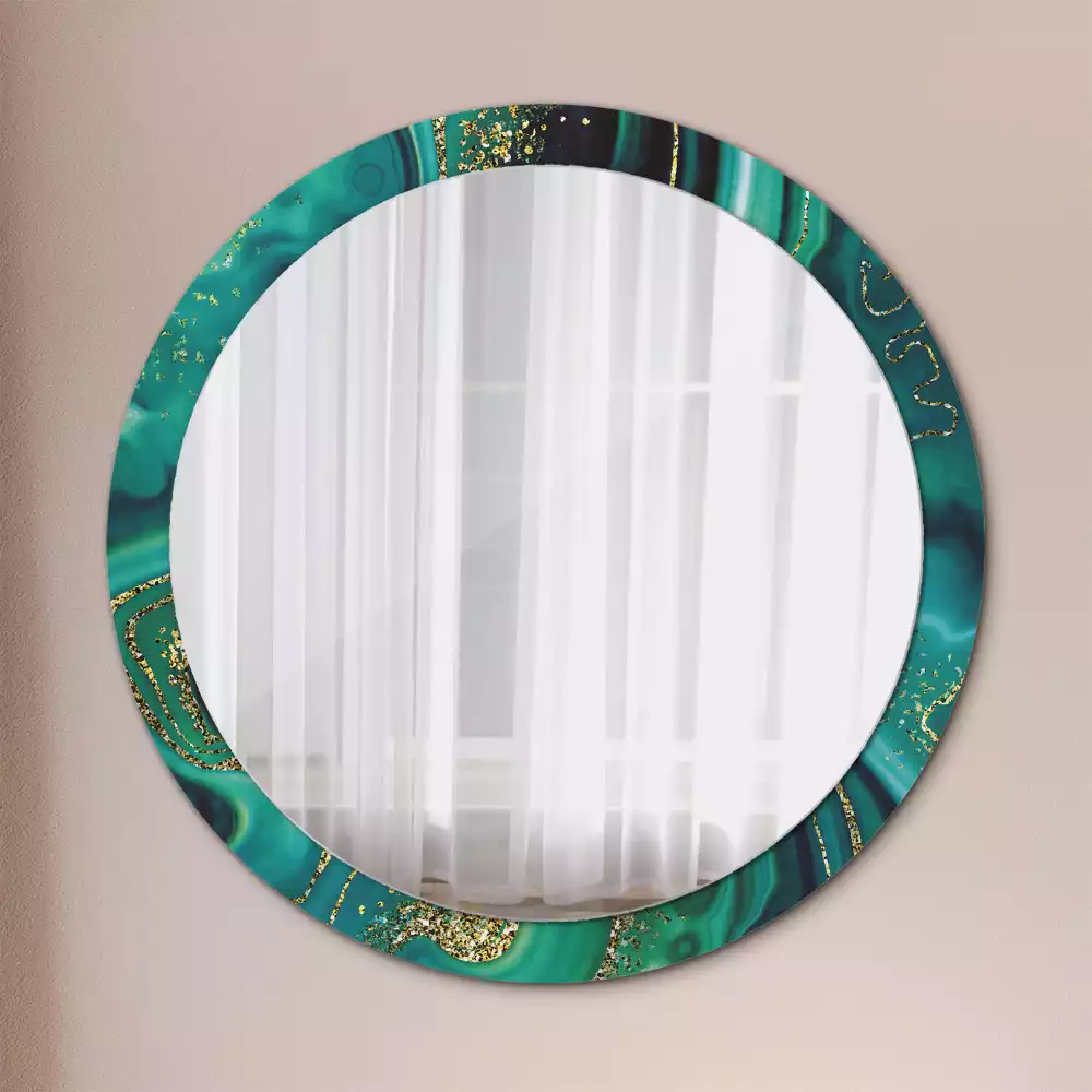 Ronde spiegel met decoratie Smaragdgroen marmer