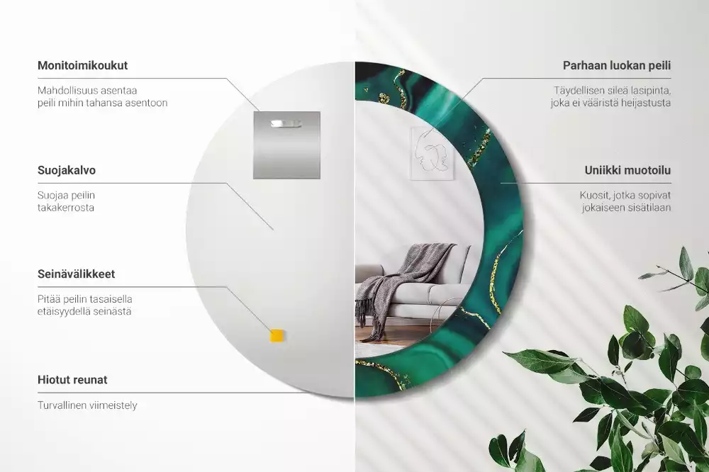 Ronde spiegel met decoratie Smaragdgroen marmer