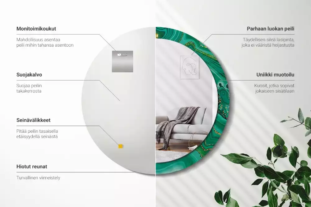 Bedrukte ronde spiegel Agaat marmer