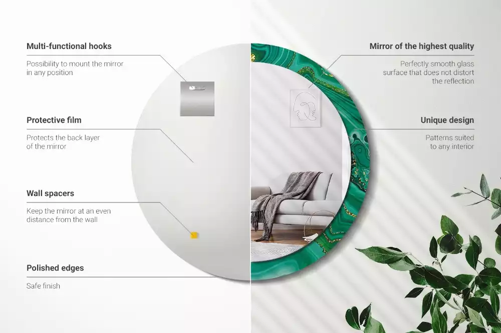 Bedrukte ronde spiegel Agaat marmer