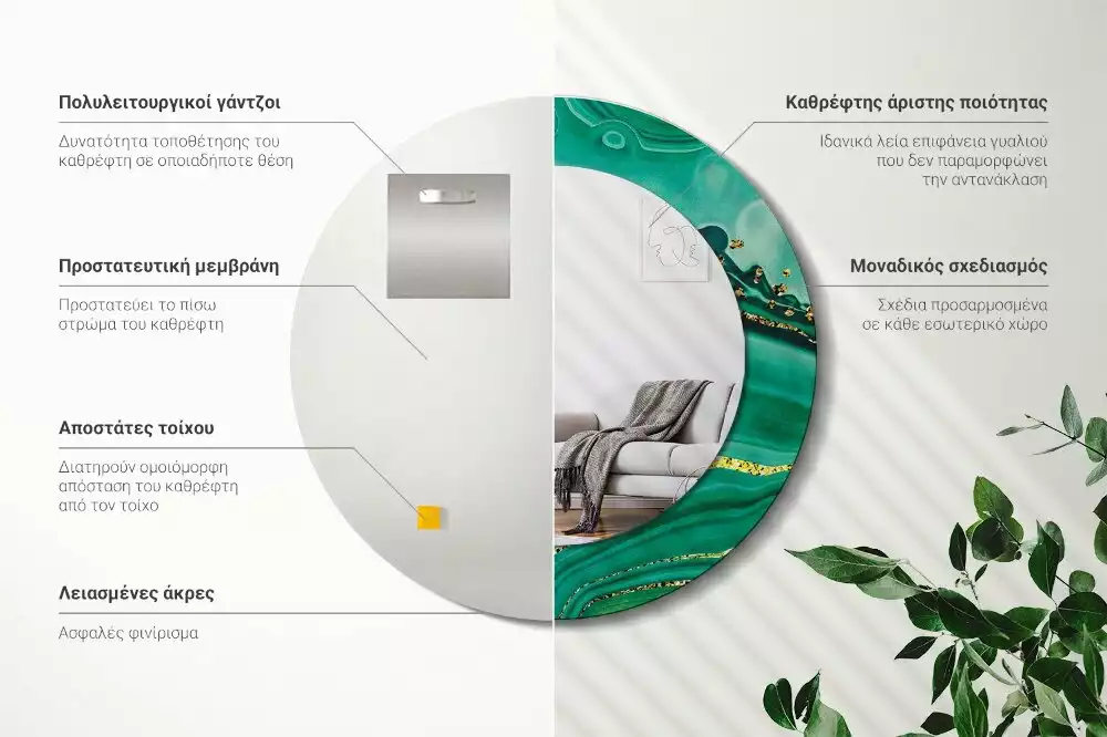 Bedrukte ronde spiegel Agaat marmer