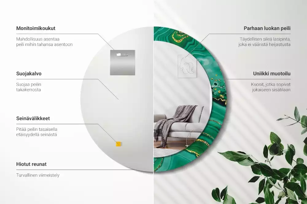 Bedrukte ronde spiegel Agaat marmer