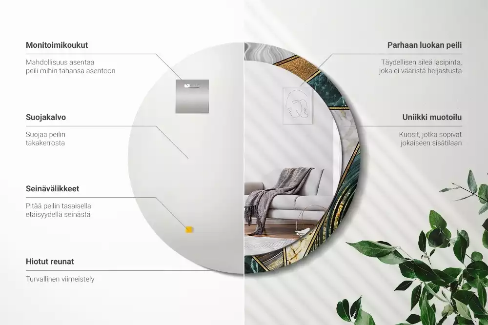 Ronde spiegel met bedrukte lijst Marmeren stijl