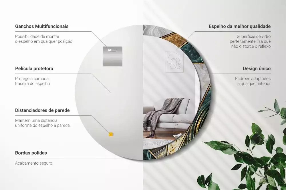 Ronde spiegel met bedrukte lijst Marmeren stijl