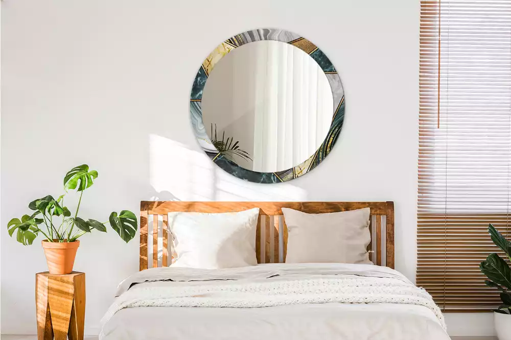 Ronde spiegel met bedrukte lijst Marmeren stijl