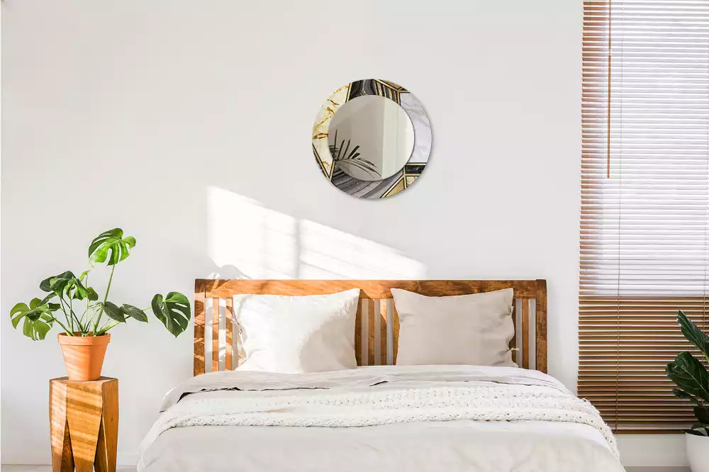 Ronde spiegel met bedrukte lijst Marmeren stijl